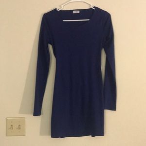 Navy blue long sleeve mini dress with open back